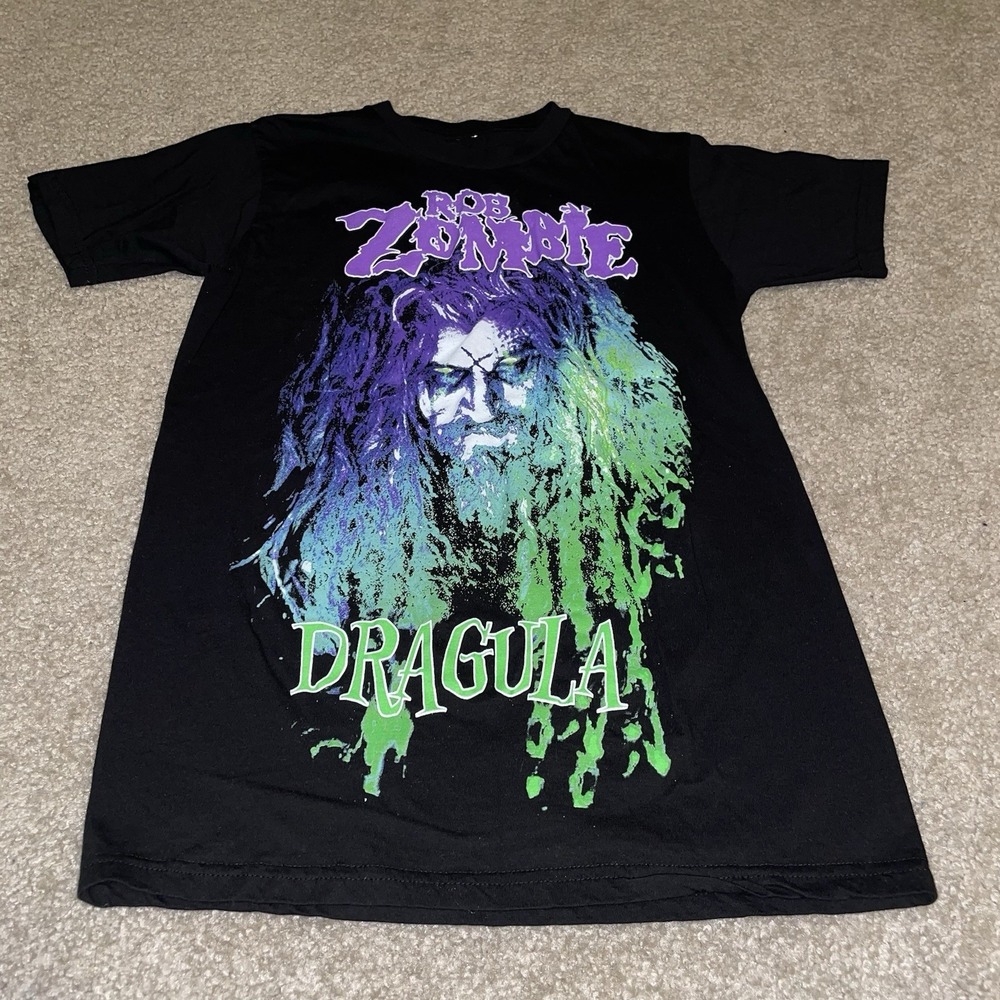 Rob Zombie Dragula Graphic T-Shirt Mens Small Black Cotton Rock Band Tee 2024